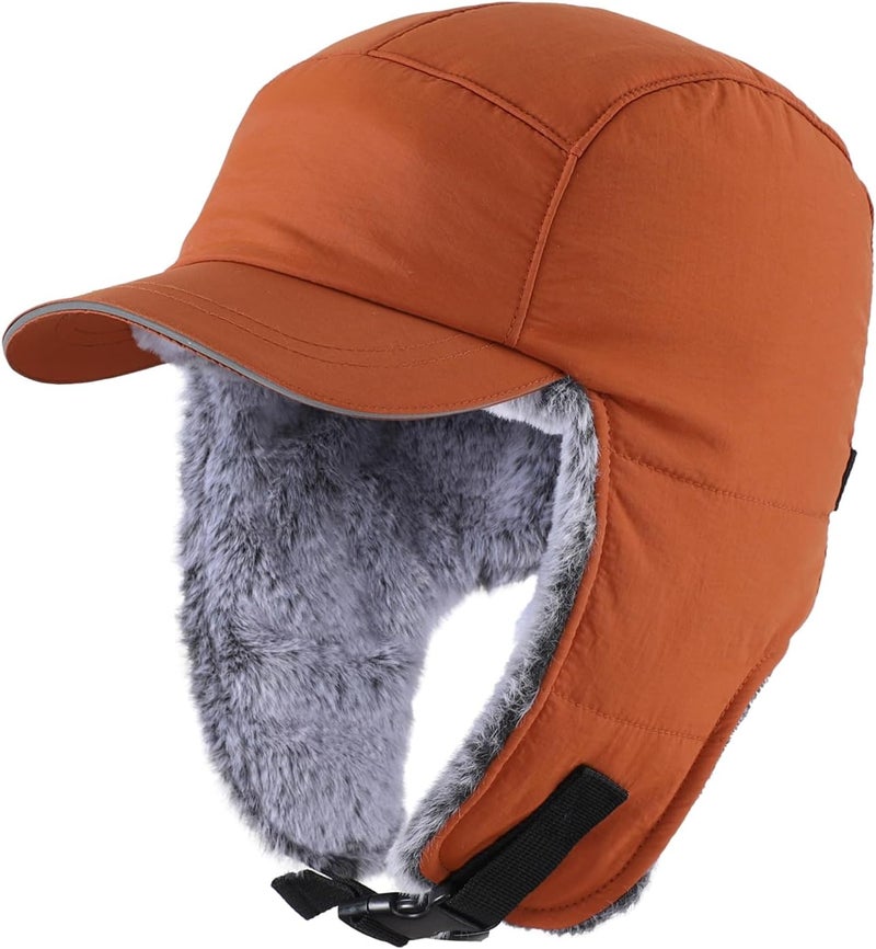 Connectyle Men's Trapper Hat with Ear Flaps Winter Warm Hat Windproof, Water Repellent, Reflective, Faux Fur Fully Lined - Image 1